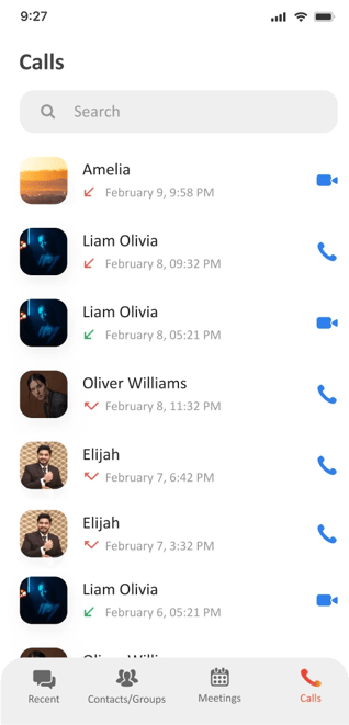 calls screen
